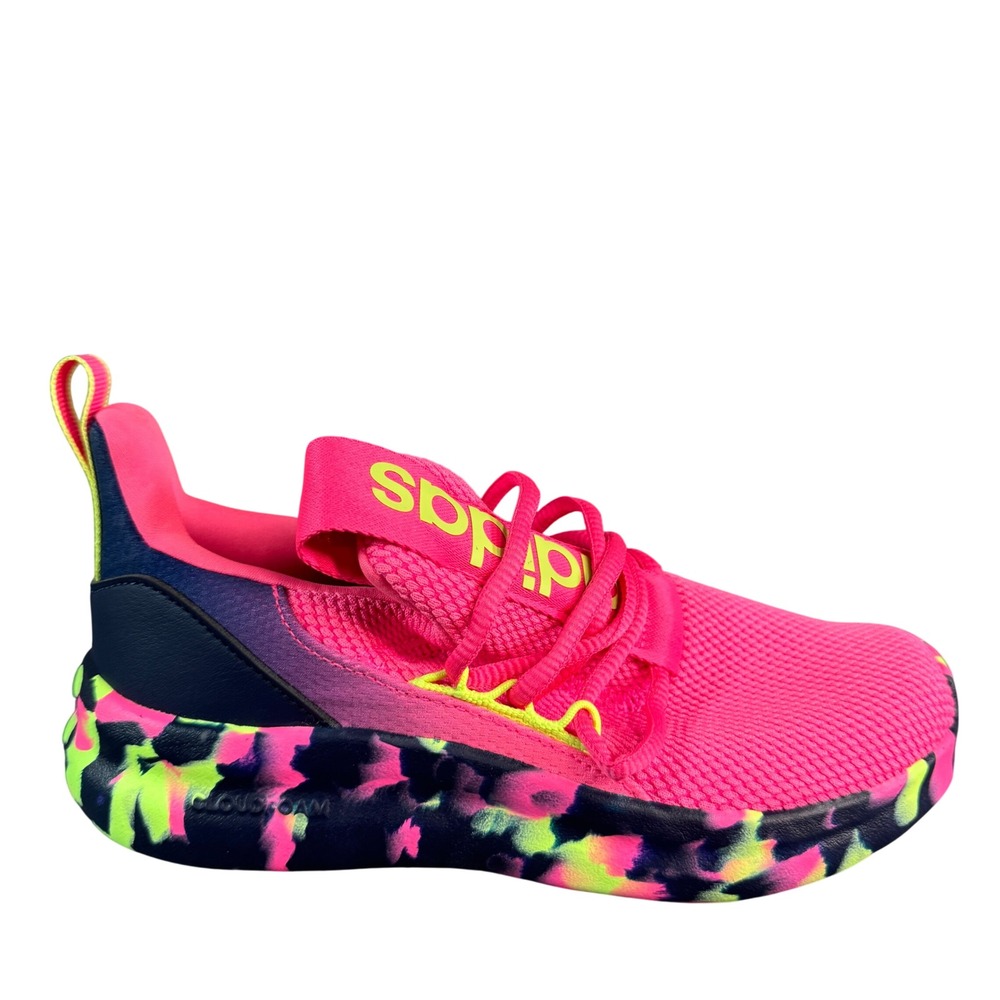 Adidas Kaptir 2.0 Pink Neon Yellow Camo Cloudfoam Running Shoes Mens 2 W3.5